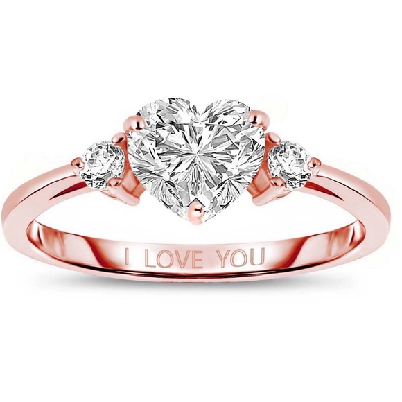 NWT Elegant Rose Gold Heart Ring - Picture 2 of 3